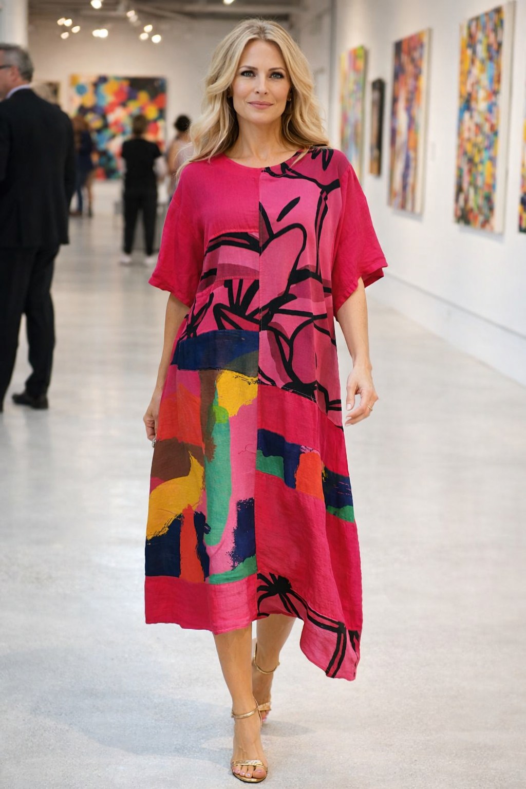 MIX MEDIA LINEN DRESS