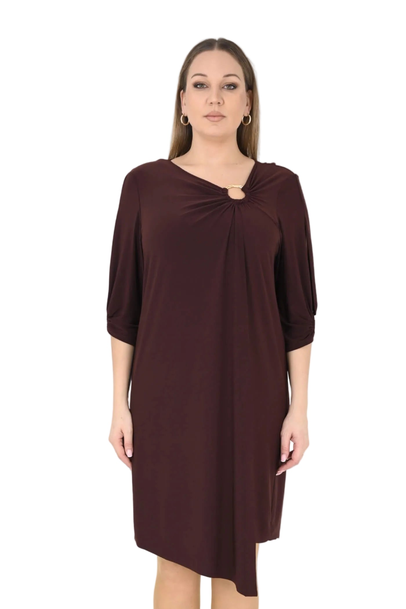 KNOTTED  NECKLINE AND SLEEVES DRESS 10038