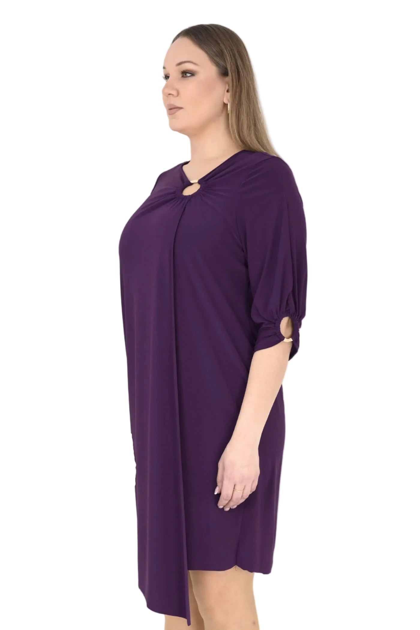 KNOTTED  NECKLINE AND SLEEVES DRESS 10038