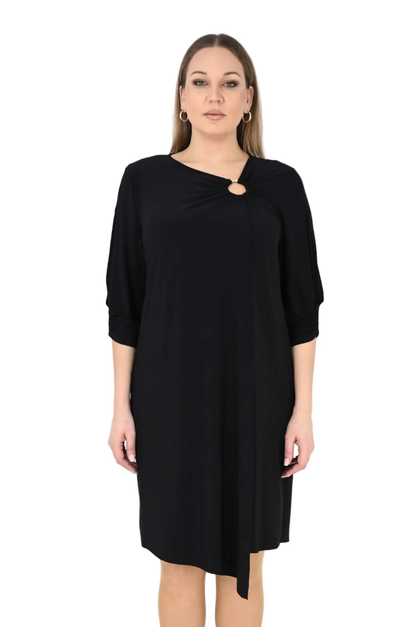 KNOTTED  NECKLINE AND SLEEVES DRESS 10038