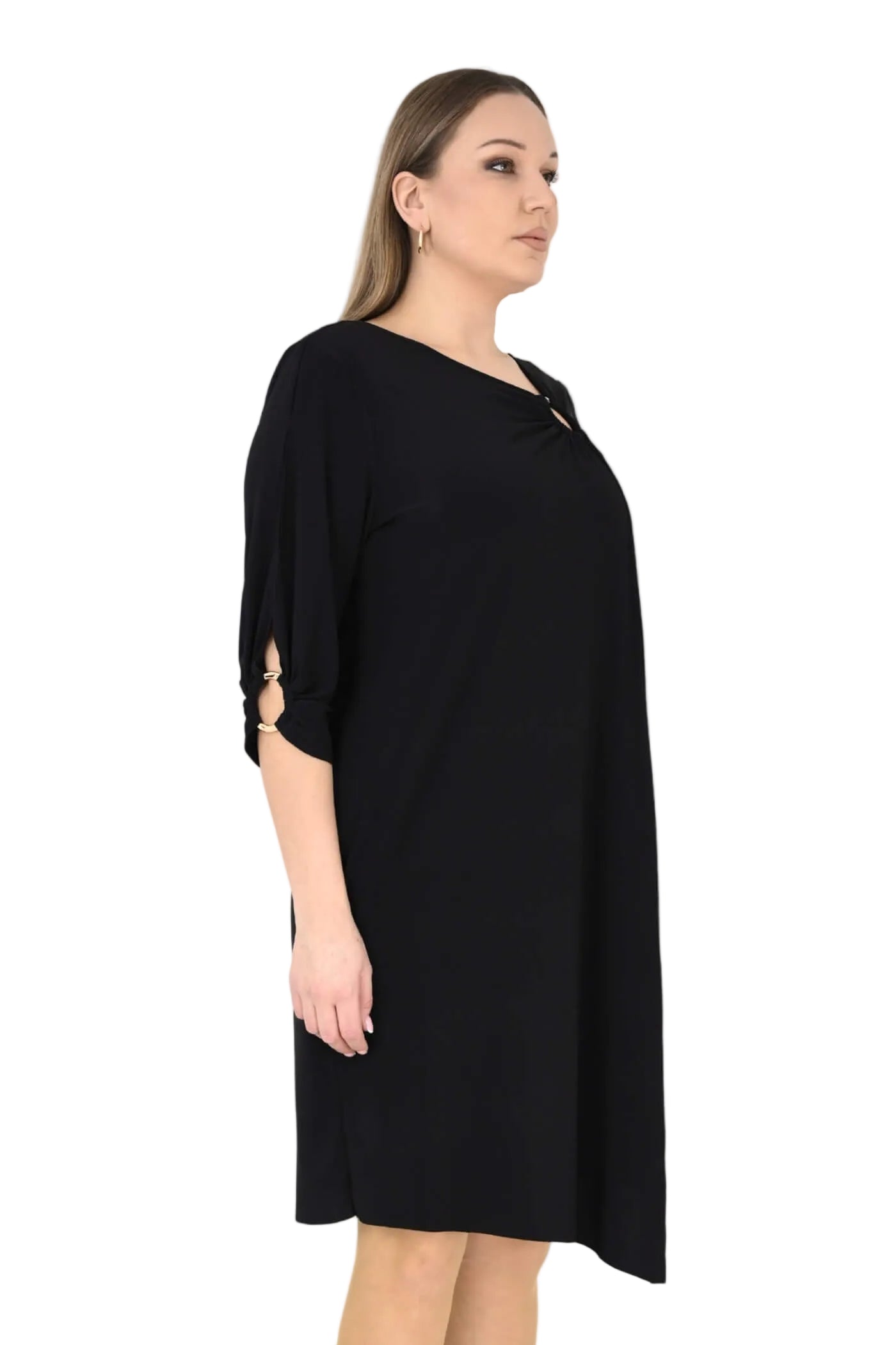 KNOTTED  NECKLINE AND SLEEVES DRESS 10038