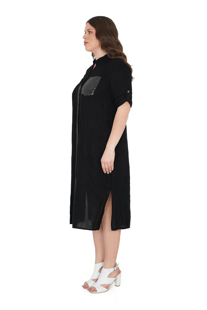 BUTTON DOWN NATURAL LINEN SHIRT DRESS
