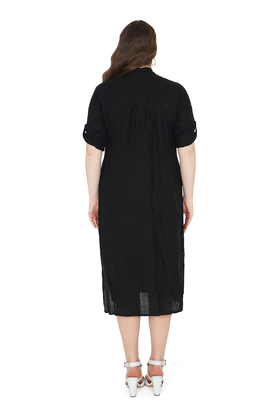 BUTTON DOWN NATURAL LINEN SHIRT DRESS