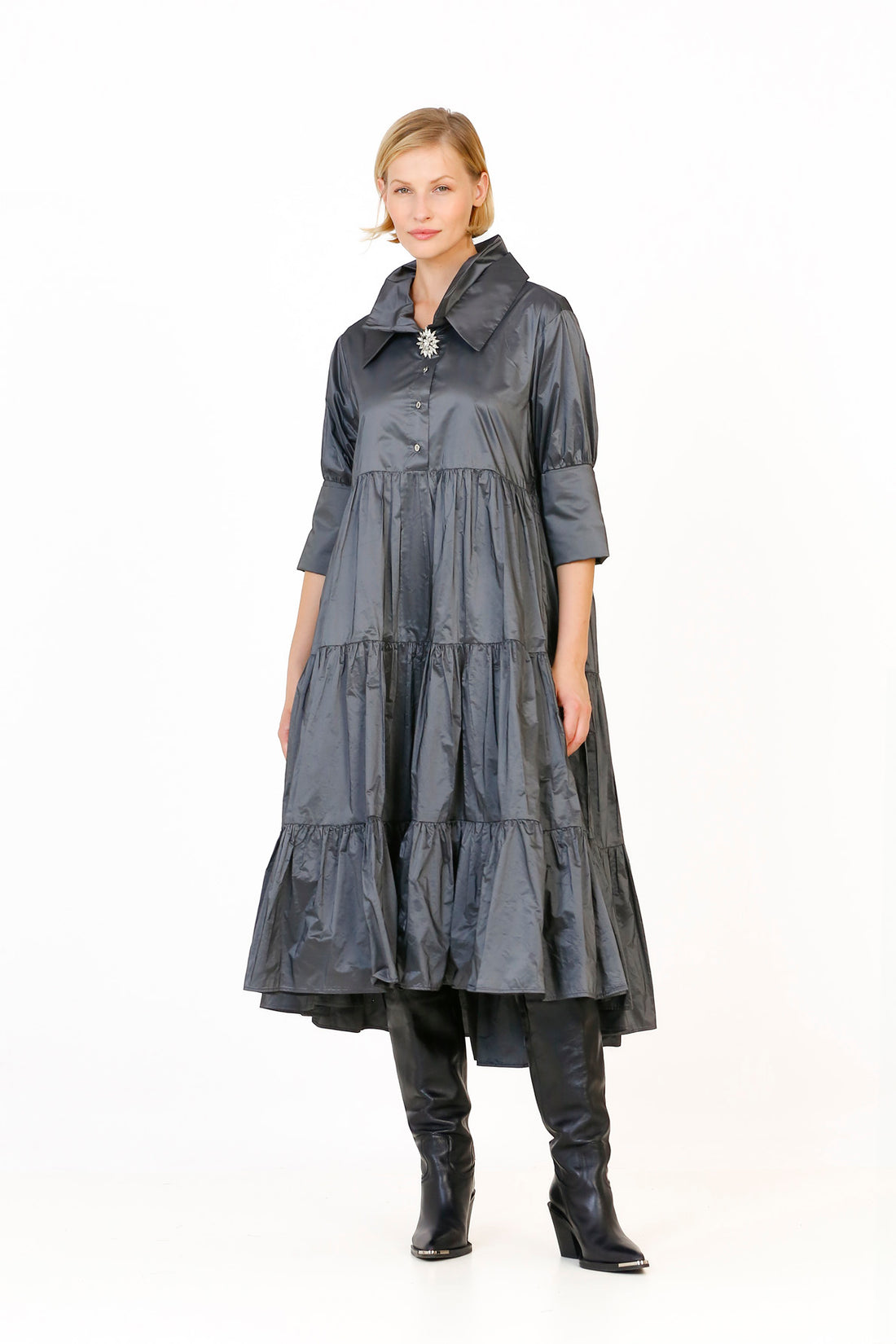 TAFFETA PLEATED DRESS