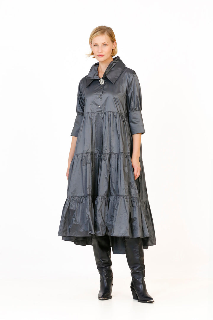TAFFETA PLEATED DRESS