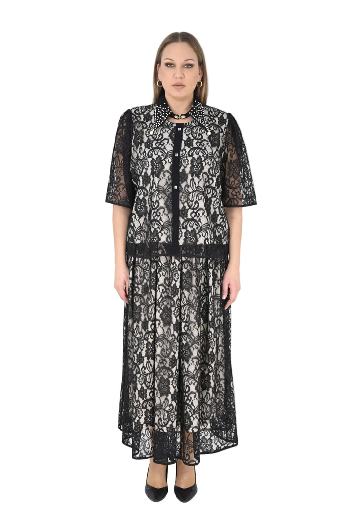 BLACK  2 PC JACKET/SKIRT SET LACE