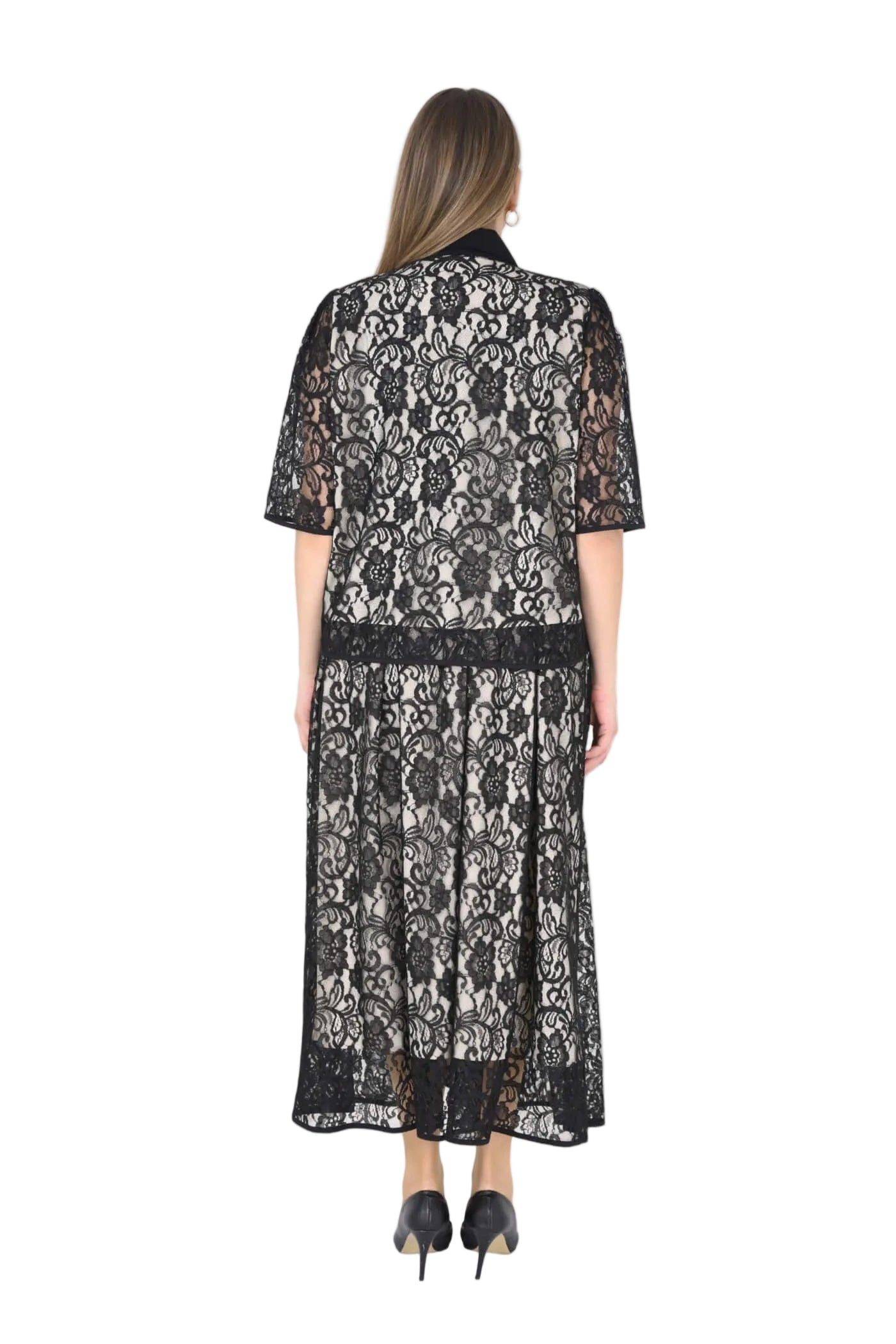 BLACK  2 PC JACKET/SKIRT SET LACE