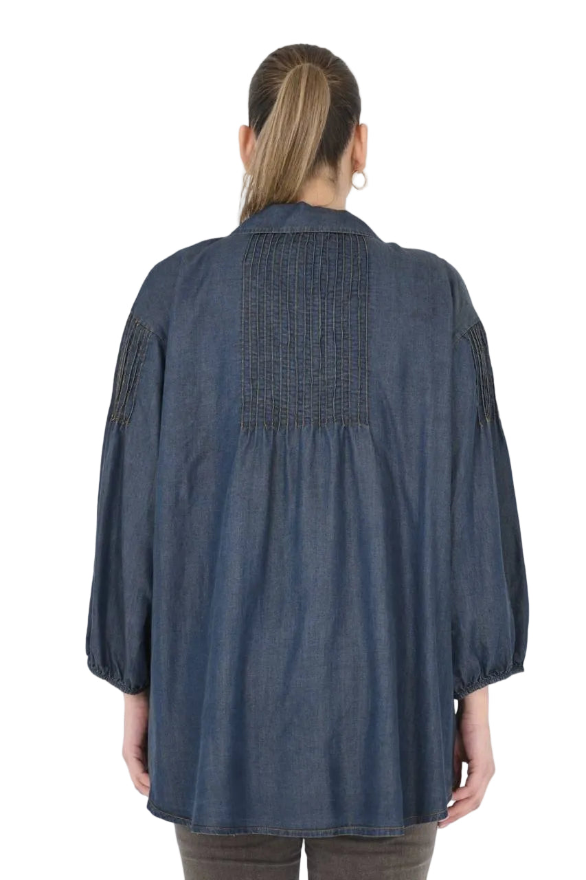 B4001 PLEATTED DEMIN SHIRT