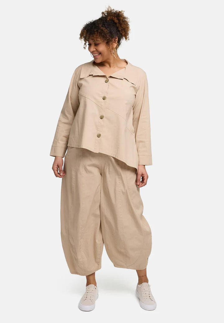 'Serena' blouse – clean, modern-asymmetric & with stretch