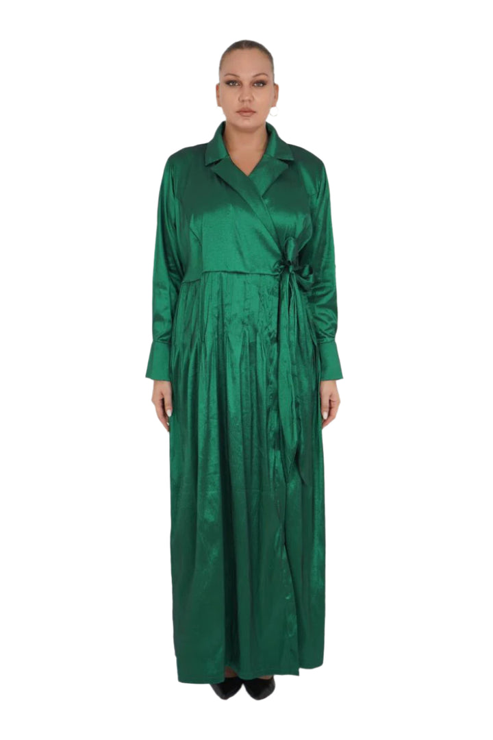 LONG  WRAP TAFFETA DRESS