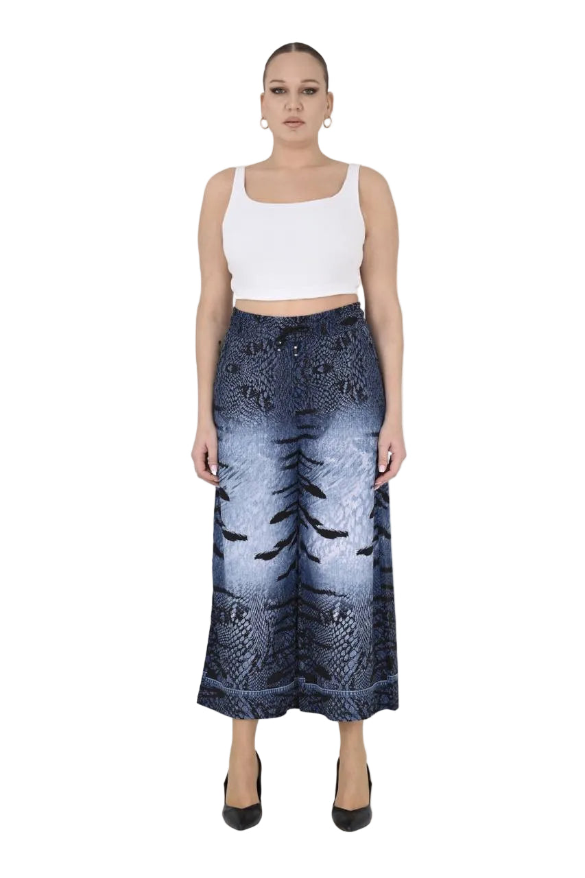 WIDE LEG PRINTED JEANS