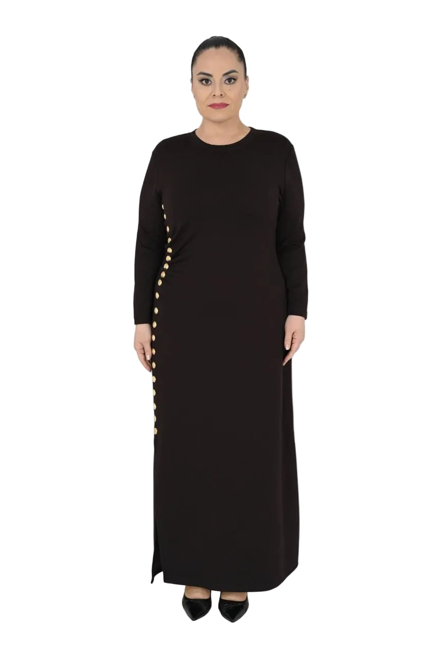 Button Side Dress Midi