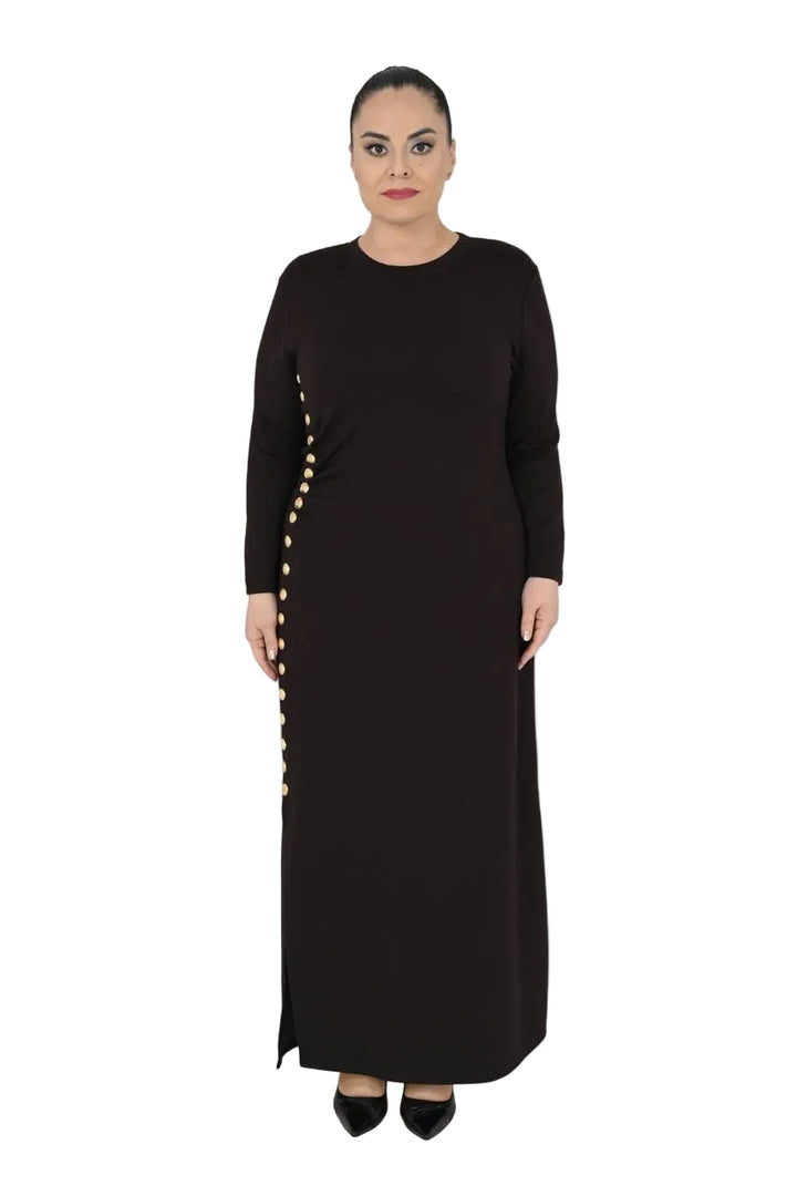 Button Side Dress Midi