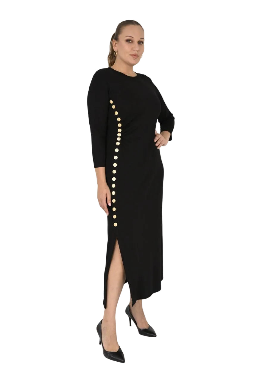 Button Side Dress Midi