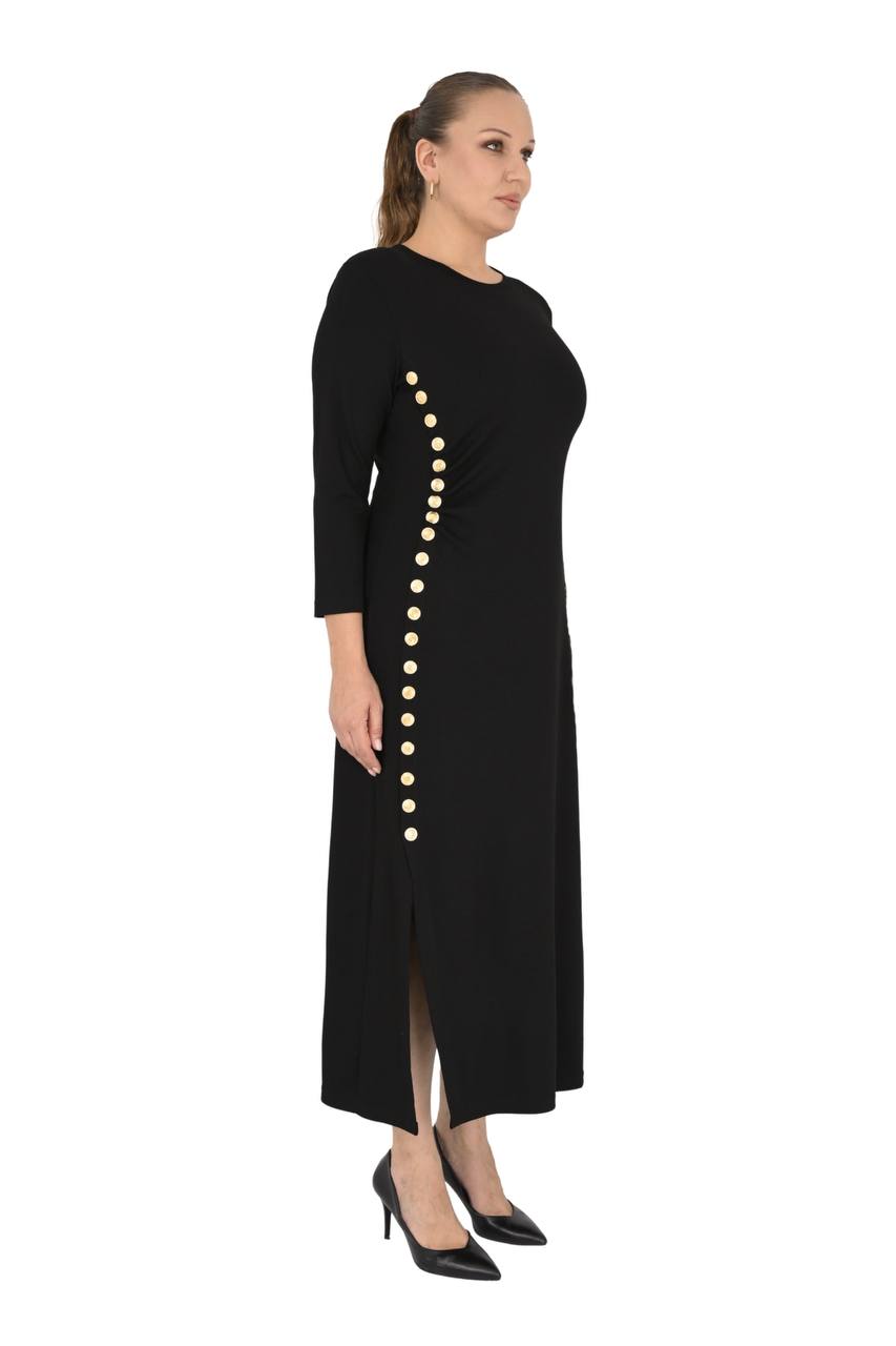 Button Side Dress Midi