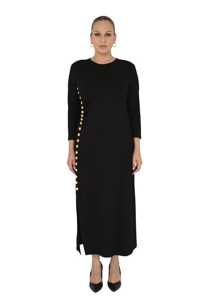 Button Side Dress Midi
