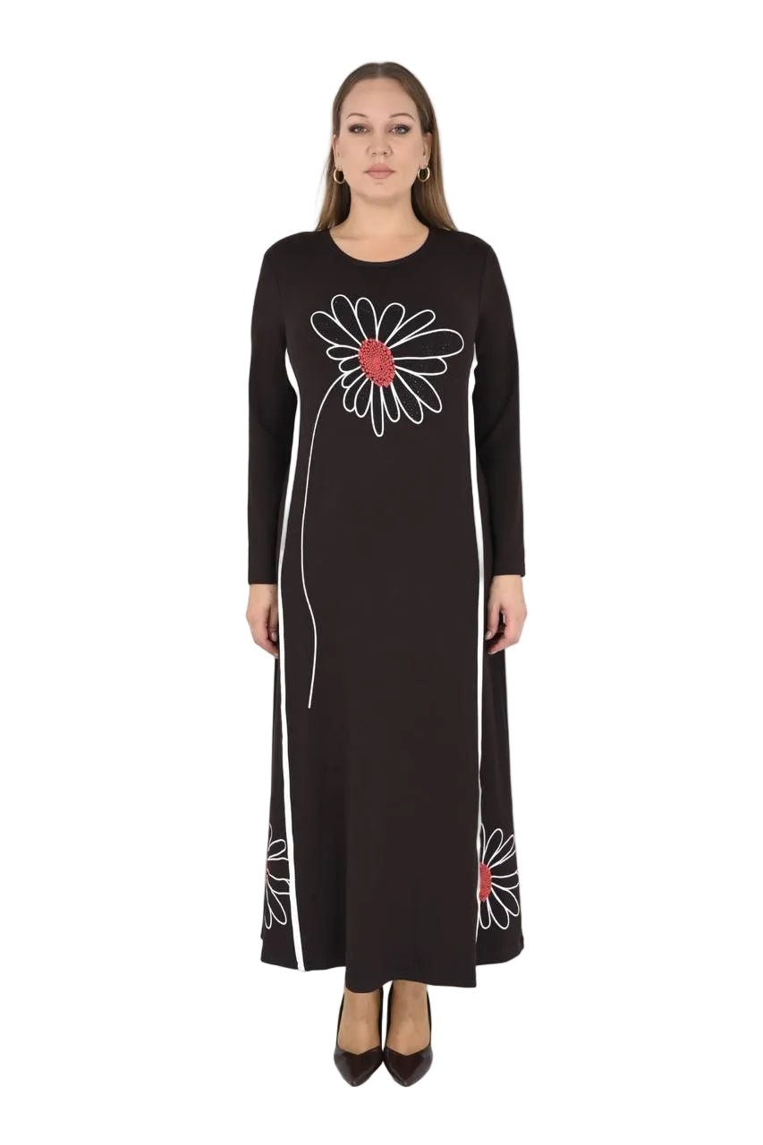 SUN BURST FLOWER DRESS BROWN- PREORDER