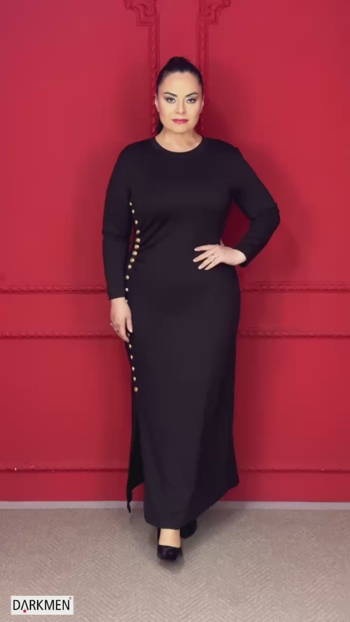 Button Side Dress Midi