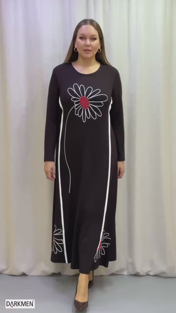 SUN BURST FLOWER DRESS BROWN- PREORDER